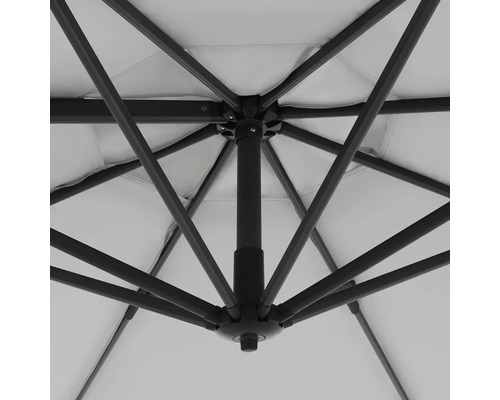 Onderaanzicht van een parasol met frame