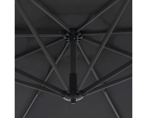 Detailaanzicht van de baleinen en de mast van een parasol