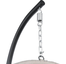 Gedetailleerde weergave van een ophanginrichting met veer en ketting