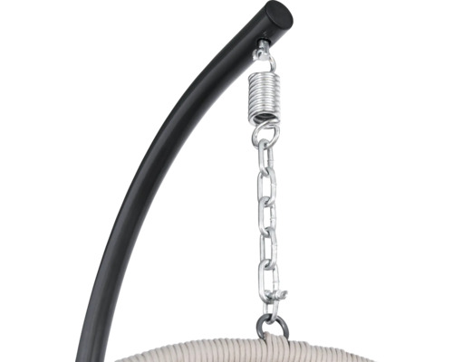 Gedetailleerde weergave van een ophanginrichting met veer en ketting