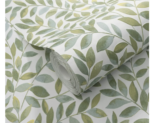 Rol behang met bladerdessin