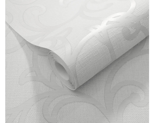 Rol wit vinylbehang met ornamentaal patroon