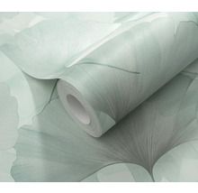 Rol behang met ginkgo-bladmotief