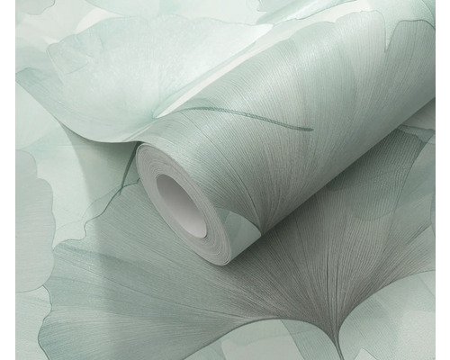 Rol behang met ginkgo-bladmotief