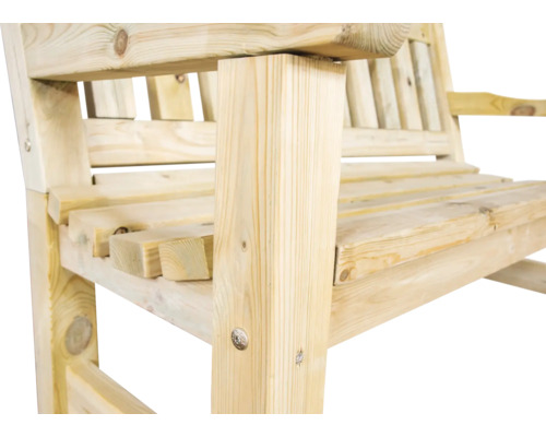 Detail van een houten tuinbank