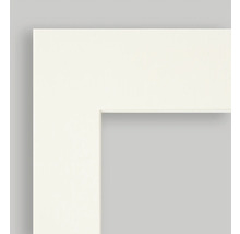 Uitsnede van een wit fotolijstprofiel.