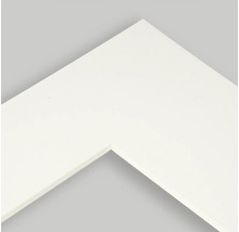 Detailopname van een wit fotolijsthoekstuk