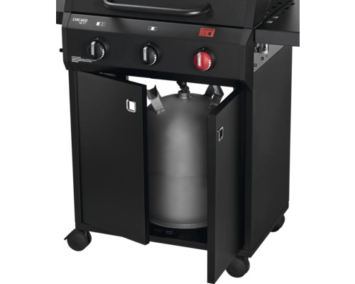 Chicago Next gasbarbecue met open deur en gasfles