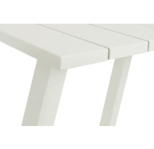 Detailweergave van een tuintafel met tafelblad en tafelpoten