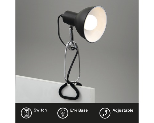 Klemspot met E14 fitting en schakelaar