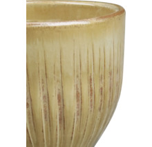 Detailopname van een keramische bloempot met een gegroefd oppervlak