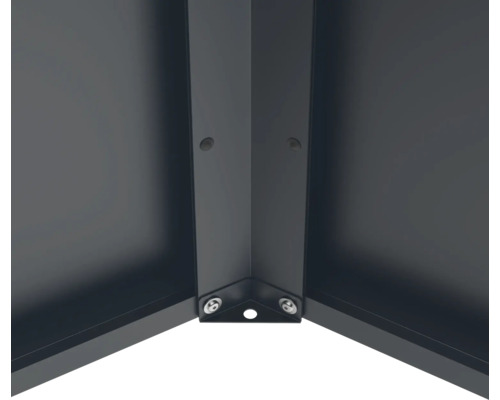 Detailopname van een hoekverbinding met schroeven op een meubelstuk