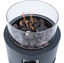 Tafelhaard met lavastenen en glazen opzetstuk