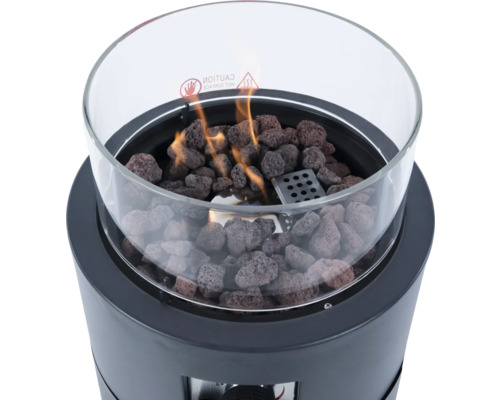 Tafelhaard met lavastenen en glazen opzetstuk