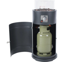 Gaskachel met lavastenen en een gasfles