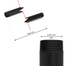 Afbeelding van een pijp met schroefdraad van 700 millimeter lang met een diameter van 25 millimeter