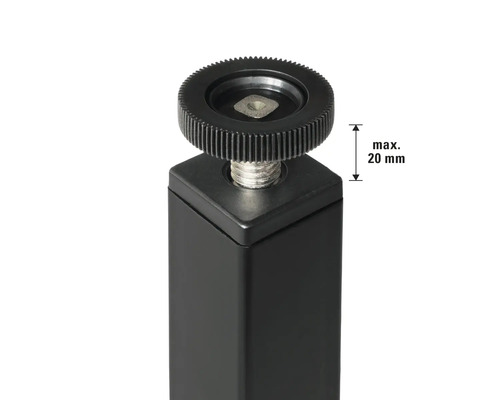 Verstelbare meubelpoot met een maximale hoogte van 20 mm.