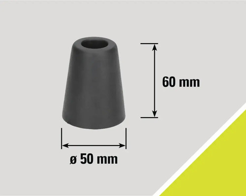 Grijze stoelpootdop, 60 mm hoog, diameter 50 mm