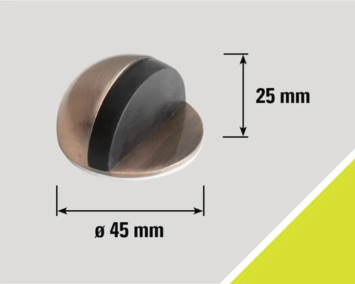 Metalen deurstopper met een diameter van 45 millimeter en een hoogte van 25 millimeter