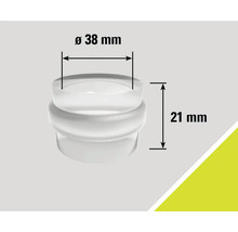 Meubelpootstop met afmetingen diameter 38 millimeter en 21 millimeter hoogte