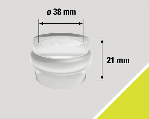 Meubelpootstop met afmetingen diameter 38 millimeter en 21 millimeter hoogte