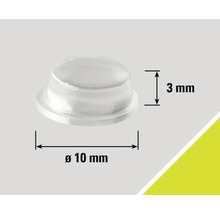 Buffer met afmetingen 3 mm hoog en 10 mm diameter