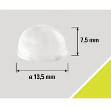 Halfronde meubelglijder met afmetingen 13,5 mm diameter en 7,5 mm hoogte