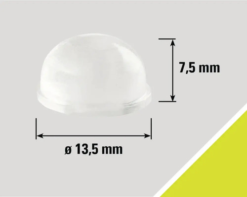 Halfronde meubelglijder met afmetingen 13,5 mm diameter en 7,5 mm hoogte