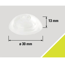 Afmetingen van een transparante meubelglijder met een diameter van 30 millimeter