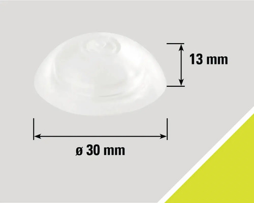 Afmetingen van een transparante meubelglijder met een diameter van 30 millimeter
