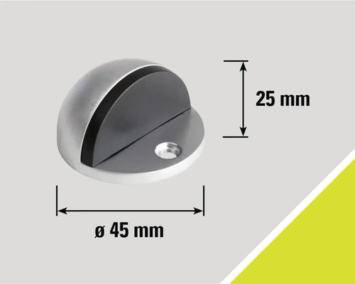 Deurstopper van metaal, diameter 45 millimeter, hoogte 25 millimeter