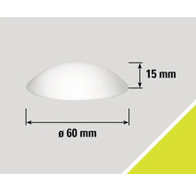 Afbeelding met maatgegevens: diameter 60 mm, hoogte 15 mm