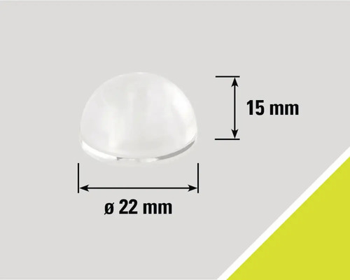 Halfronde meubelglijder met de afmetingen 22 millimeter diameter en 15 millimeter hoogte