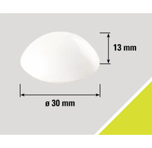 Halve bol, diameter 30 millimeter, hoogte 13 millimeter