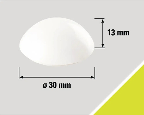 Halve bol, diameter 30 millimeter, hoogte 13 millimeter