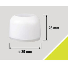 Meubelglijder van kunststof met afmetingen 30 mm diameter en 23 mm hoogte