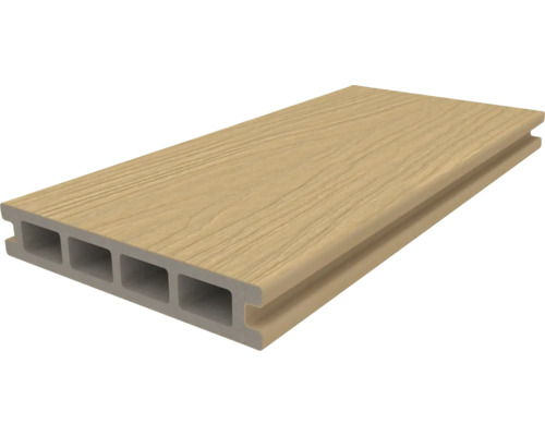 Terrasplank van hout-polymeer composiet met holkamerprofiel