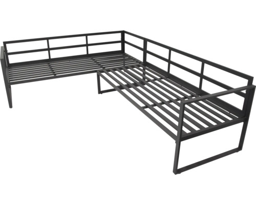 Hoekige metalen tuinbank met lattenbodem