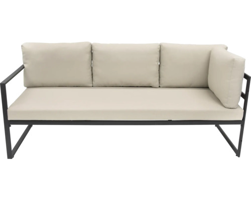 Buitenbank met metalen frame en zit- en rugkussens