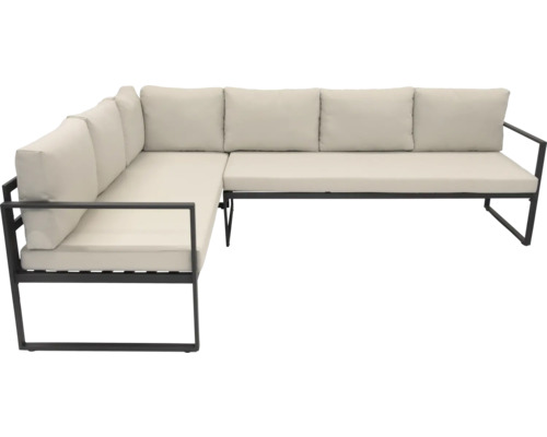 Hoekbank met bekleding en metalen frame