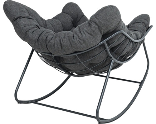 Schommelstoel met metalen frame en gestoffeerde zitting