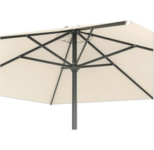 Detailopname van een parasol met frame en baldakijn