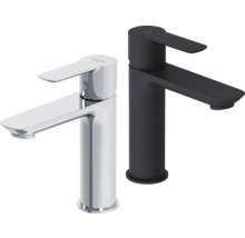 Twee wastafelkranen van het merk Laufen, één in chroom en één in zwart