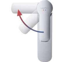 Laufen Logo op een waterkraan met verstelbare hendel