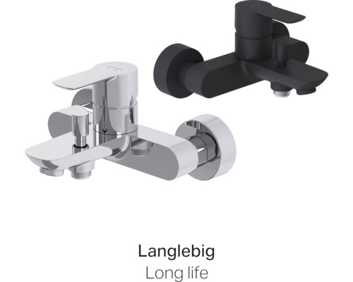 Twee badkamerkranen voor wandmontage.