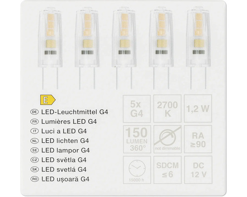 Vijf G4 LED lampen