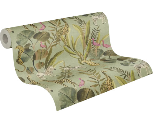 Behangrol met jungle motief met dieren