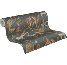 Rol behang met junglepatroon met zebra's, giraffen en luipaarden