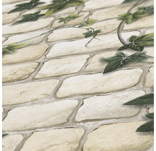 Behang met stenen muur en klimopmotief