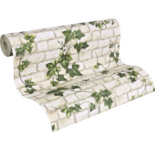 Rol behang met steen- en klimopmotief